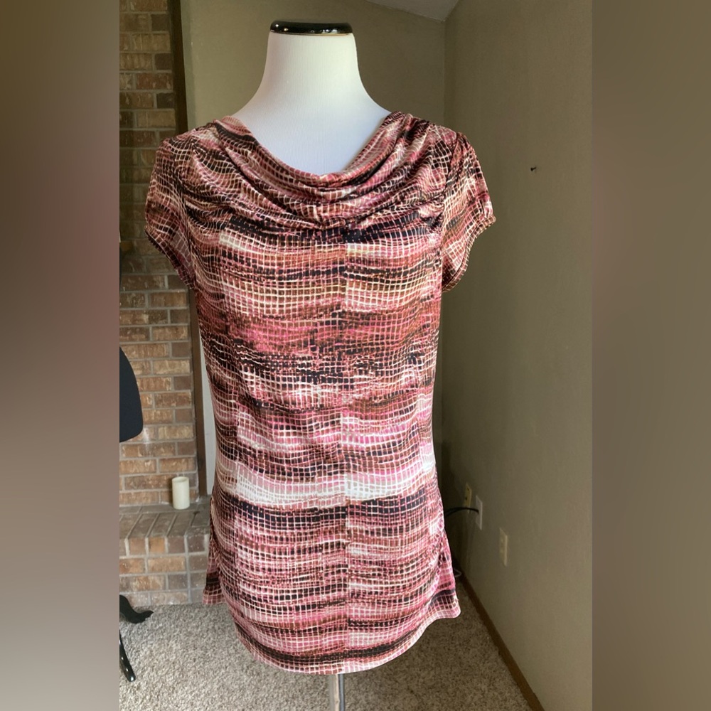Snakeskin Cowl Neck Blouse Size Medium